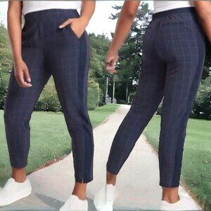 Athleta Navy Checkered Trousers